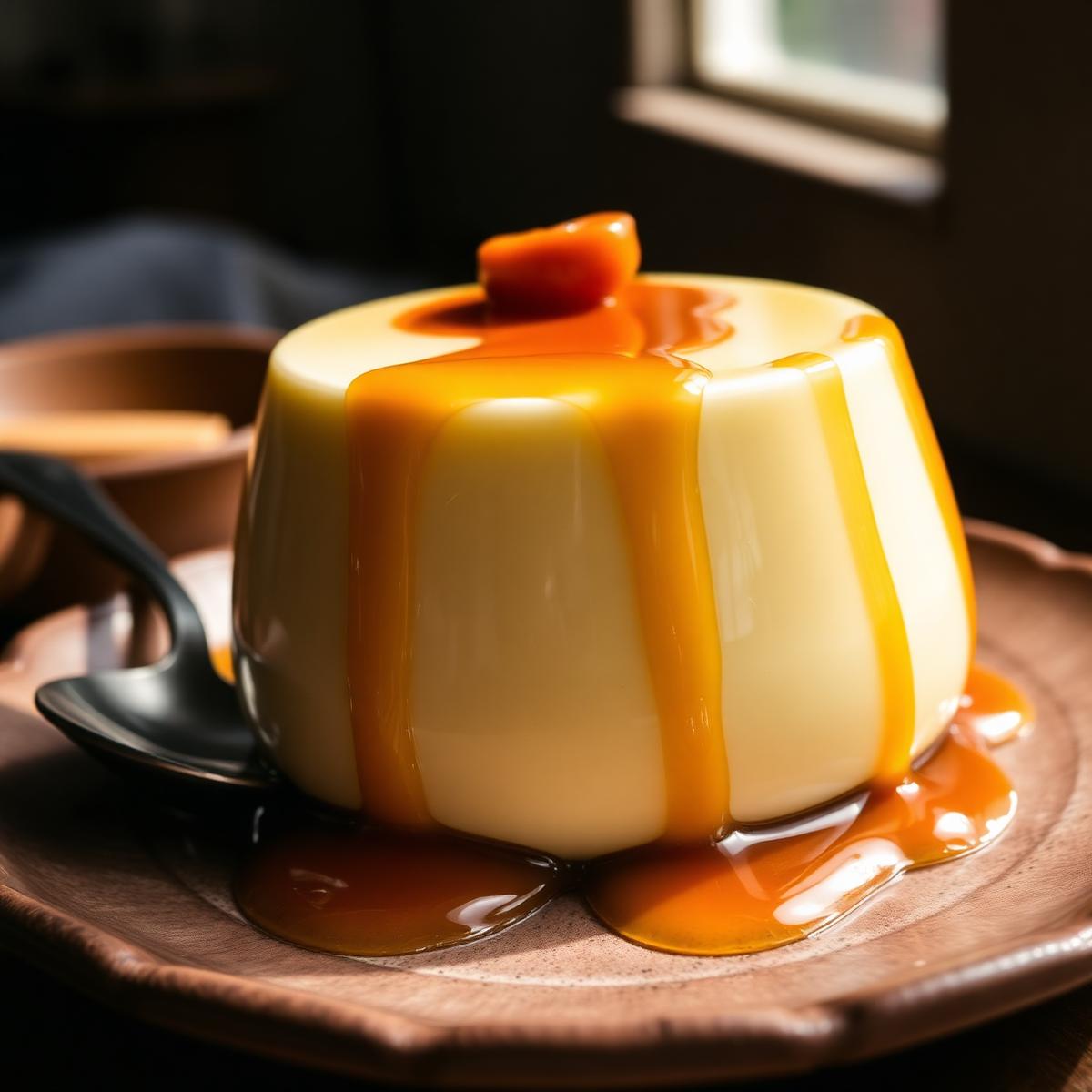 Pudim tradicional de leite condensado com calda de caramelo